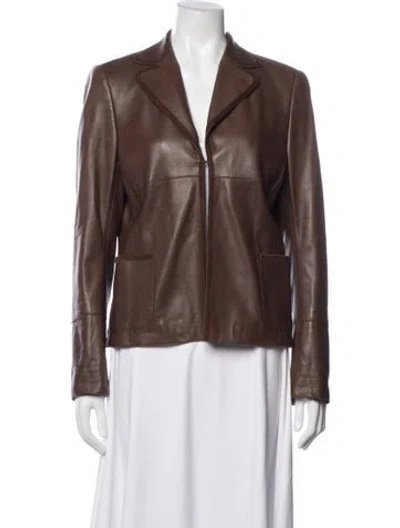 Pre-owned Akris Lamb Leather Blazer In Brown