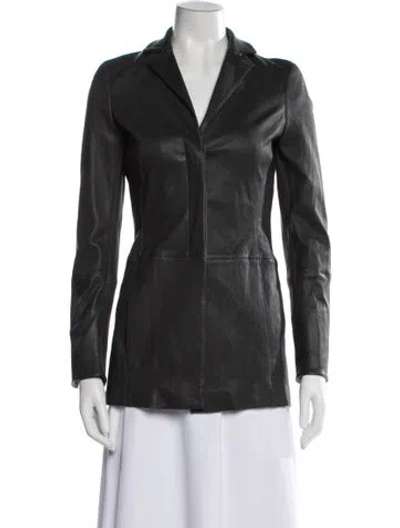 Pre-owned Akris Lamb Leather Blazer In Gray