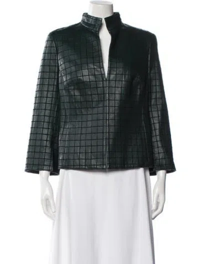 Pre-owned Akris Lamb Leather Blazer In Green