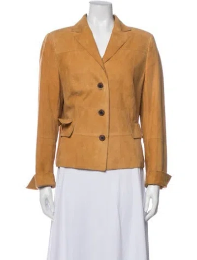 Pre-owned Akris Lamb Leather Blazer In Orange
