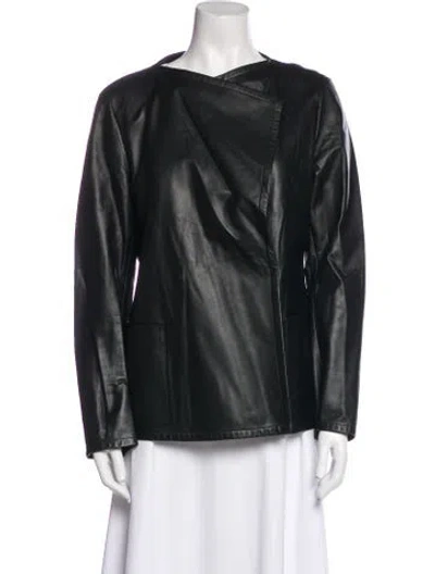 Pre-owned Akris Lamb Leather Jacket In Black