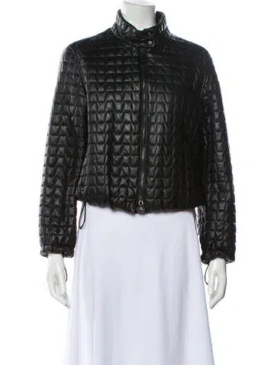 Pre-owned Akris Lamb Leather Jacket In Black