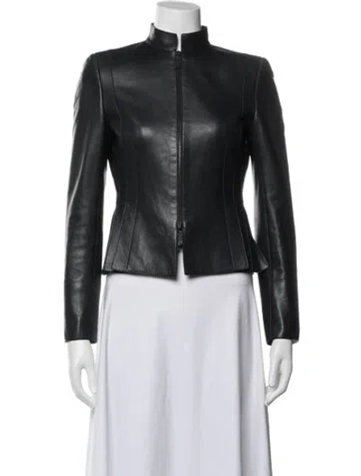Pre-owned Akris Lamb Leather Jacket In Blue