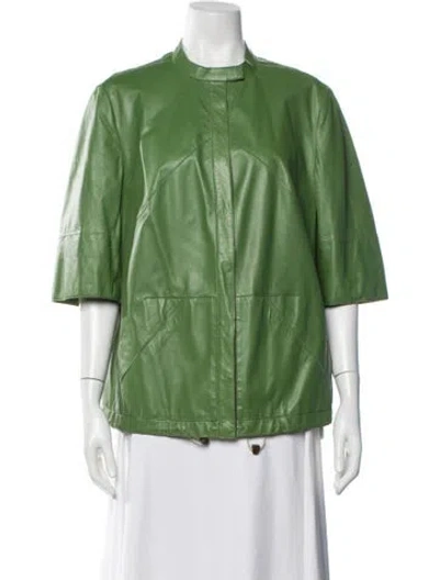 Pre-owned Akris Lamb Leather Jacket In Green