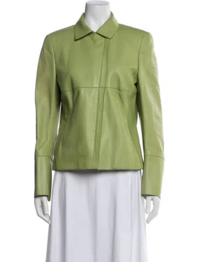 Pre-owned Akris Lamb Leather Jacket In Green
