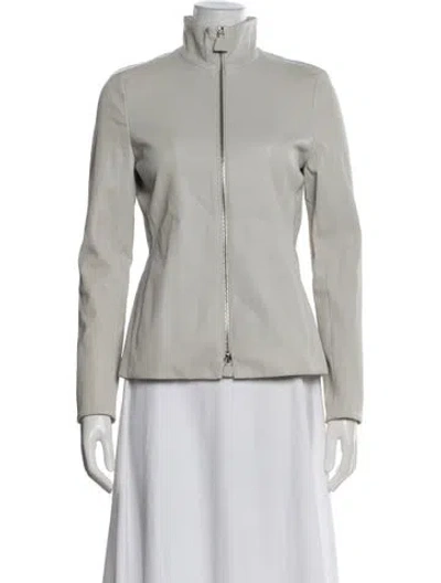 Pre-owned Akris Lamb Leather Jacket In Neutral