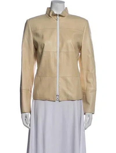 Pre-owned Akris Lamb Leather Jacket In Neutrals