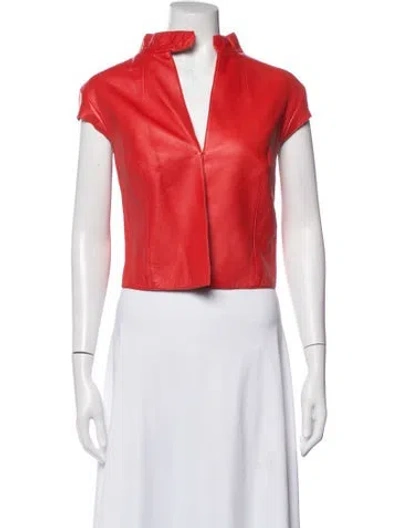 Pre-owned Akris Lamb Leather Jacket In Red