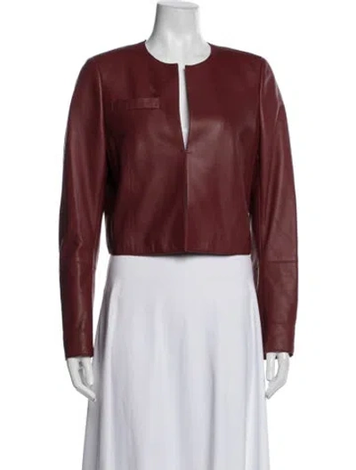 Pre-owned Akris Lamb Leather Jacket In Red
