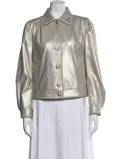 Pre-owned Akris Lamb Leather Jacket In Silver