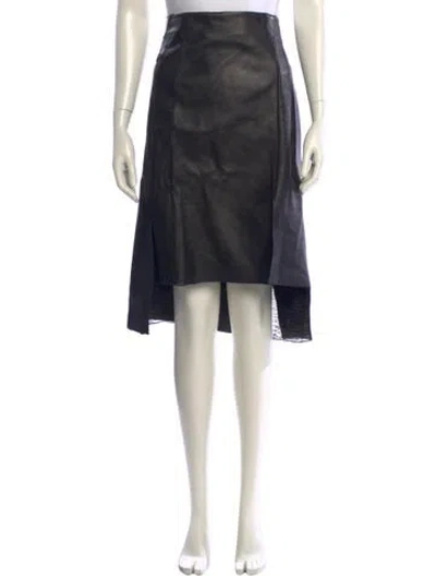 Pre-owned Akris Lamb Leather Knee-length Skirt In Black
