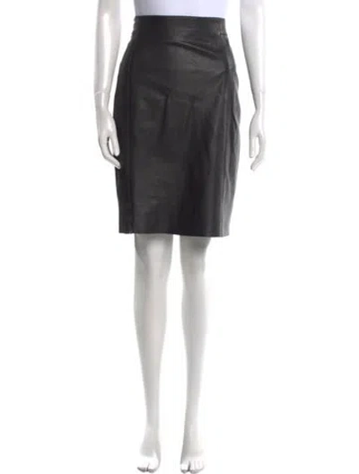 Pre-owned Akris Lamb Leather Knee-length Skirt In Black
