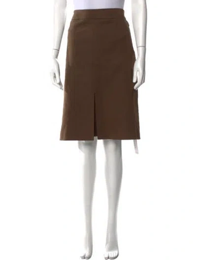 Pre-owned Akris Lamb Leather Knee-length Skirt In Brown