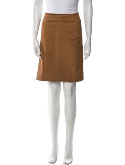 Pre-owned Akris Lamb Leather Knee-length Skirt In Brown