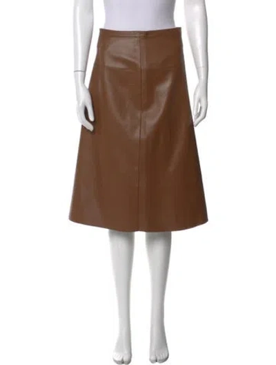 Pre-owned Akris Lamb Leather Knee-length Skirt In Neutral
