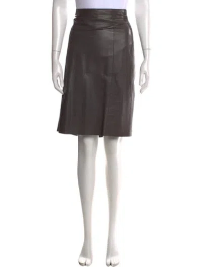 Pre-owned Akris Lamb Leather Midi Length Skirt In Black