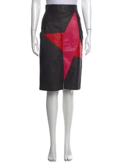 Pre-owned Akris Lamb Leather Midi Length Skirt In Black