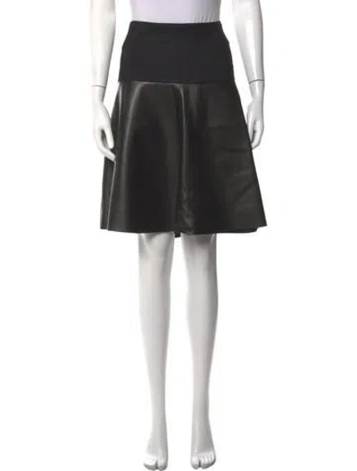 Pre-owned Akris Lamb Leather Mini Skirt In Black