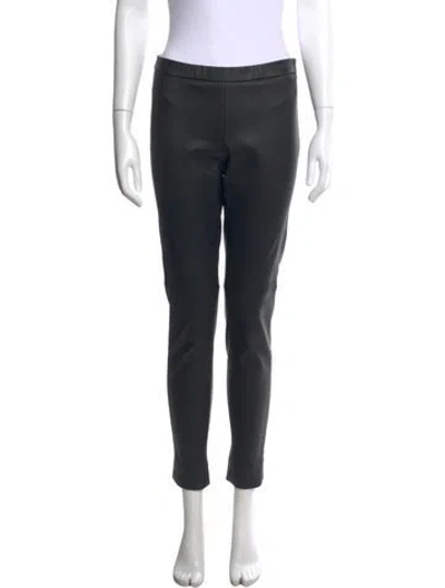Pre-owned Akris Lamb Leather Skinny Leg Pants In Black