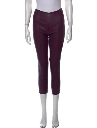 Pre-owned Akris Lamb Leather Skinny Leg Pants In Purple
