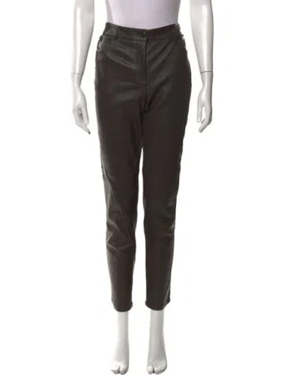 Pre-owned Akris Lamb Leather Straight Leg Pants In Black