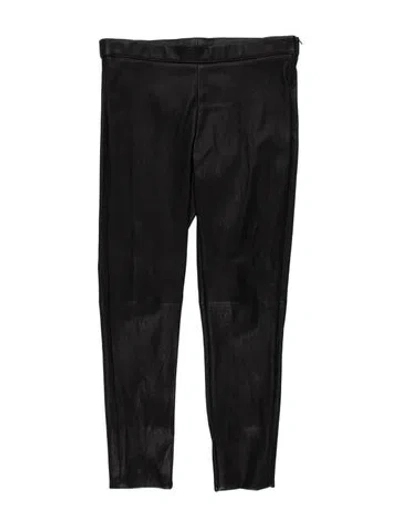 Pre-owned Akris Lamb Leather Straight Leg Pants In Black