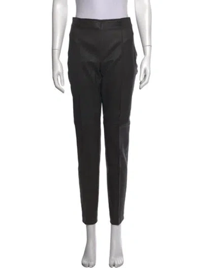 Pre-owned Akris Lamb Leather Straight Leg Pants In Black
