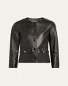 Akris Lamb Nappa Leather Collarless Jacke†
