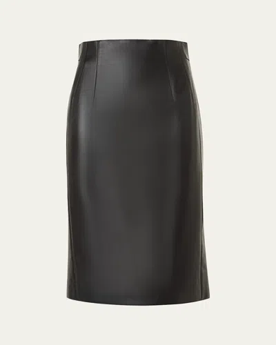 Akris Lamb Nappa Leather Pencil Skirt In Black
