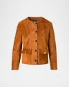 Akris Lamb Suede Single-breasted Winter Jacket In Brown
