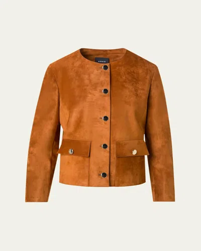 Akris Lamb Suede Single-breasted Winter Jacket