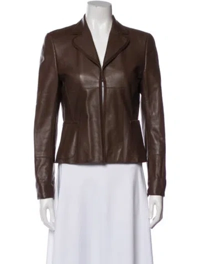 Pre-owned Akris Lambskin Blazer In Brown