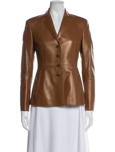 Pre-owned Akris Lambskin Blazer In Brown