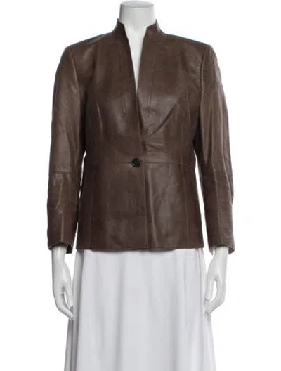 Pre-owned Akris Lambskin Blazer In Brown