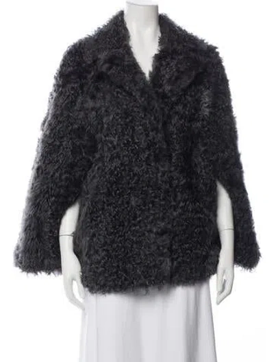 Pre-owned Akris Lambskin Fur Jacket In Black