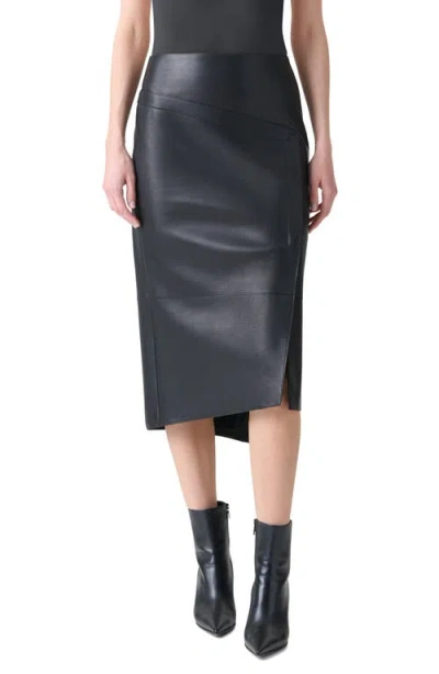 Akris Lambskin Leather Asymmetric Midi Skirt In Black
