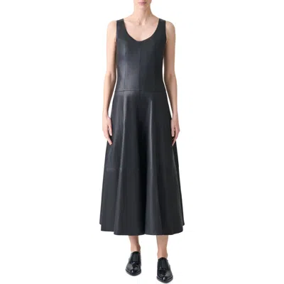 Akris Lambskin Leather Ballet Midi Dress