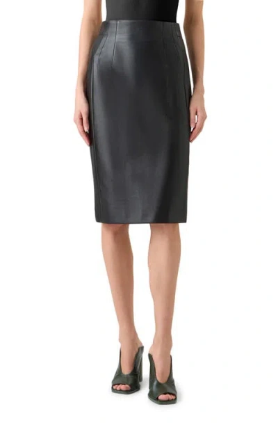 Akris Lambskin Leather Pencil Skirt In Black