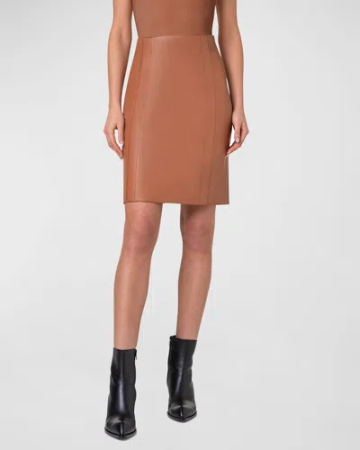 Akris Lambskin Leather Short Pencil Skirt In Vicuna