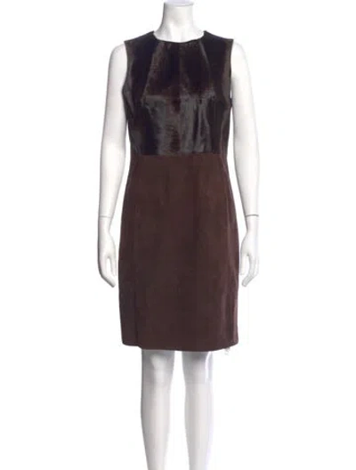 Pre-owned Akris Lambskin Mini Dress In Brown