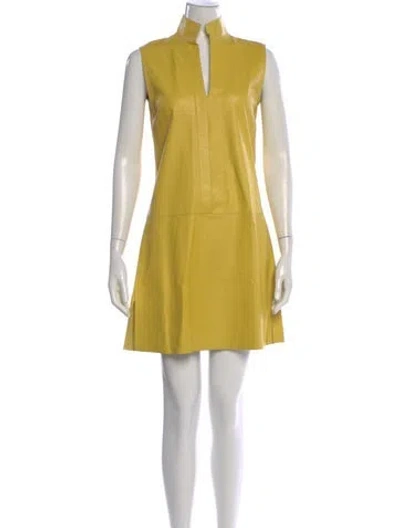 Pre-owned Akris Lambskin Mini Dress In Yellow