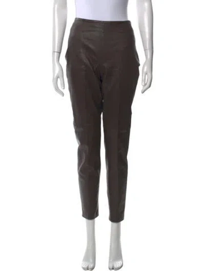 Pre-owned Akris Lambskin Straight Leg Pants In Black