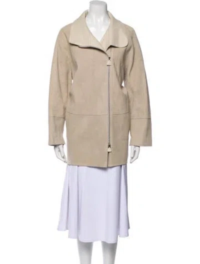 Pre-owned Akris Lambskin Trench Coat In Neutral