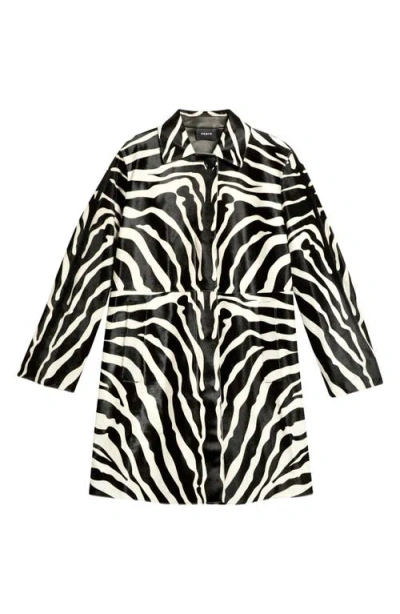 Akris Laron Zebra Print Genuine Calf Hair Coat In Black