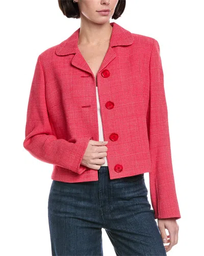 Akris Lautrec Leather-trim Wool-blend Jacket In Pink