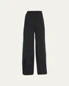 Akris Layered Front-slits Silk Georgette Wide-leg Pants