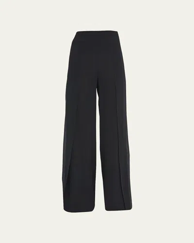 Akris Layered Front-slits Silk Georgette Wide-leg Pants