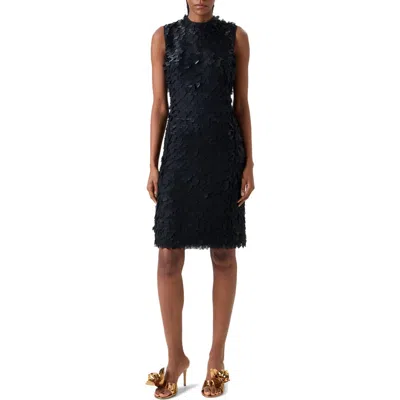 Akris Layered Organza Tile Sheath Dress In Blue