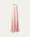 Akris Layered Shoulder Cutout Silk Gown In Peach
