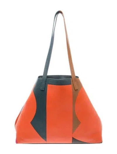 Pre-owned Akris Leather Ai Patchwork-print Shoulder Bag Medium In Multi